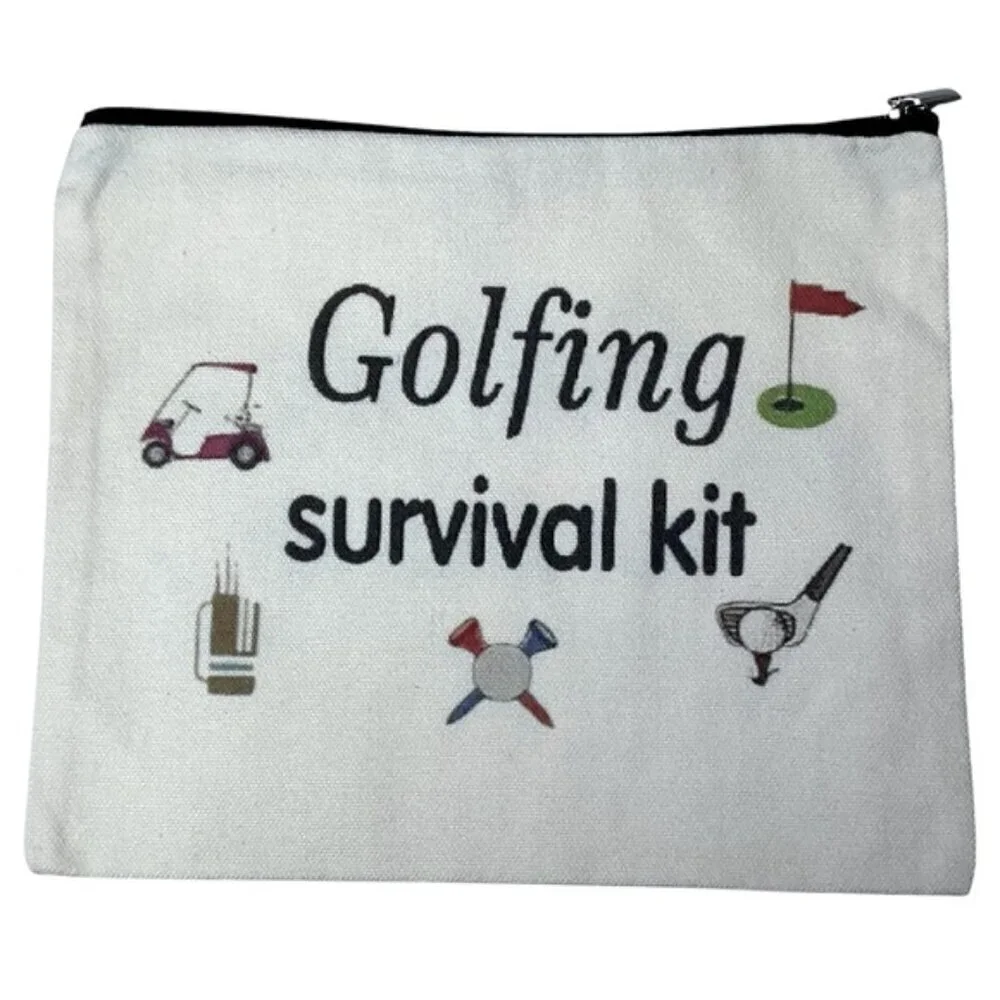 Golf Survival Kit Multipurpose Storage Bag Cosmetic Tee’s Pencil Scorecard White